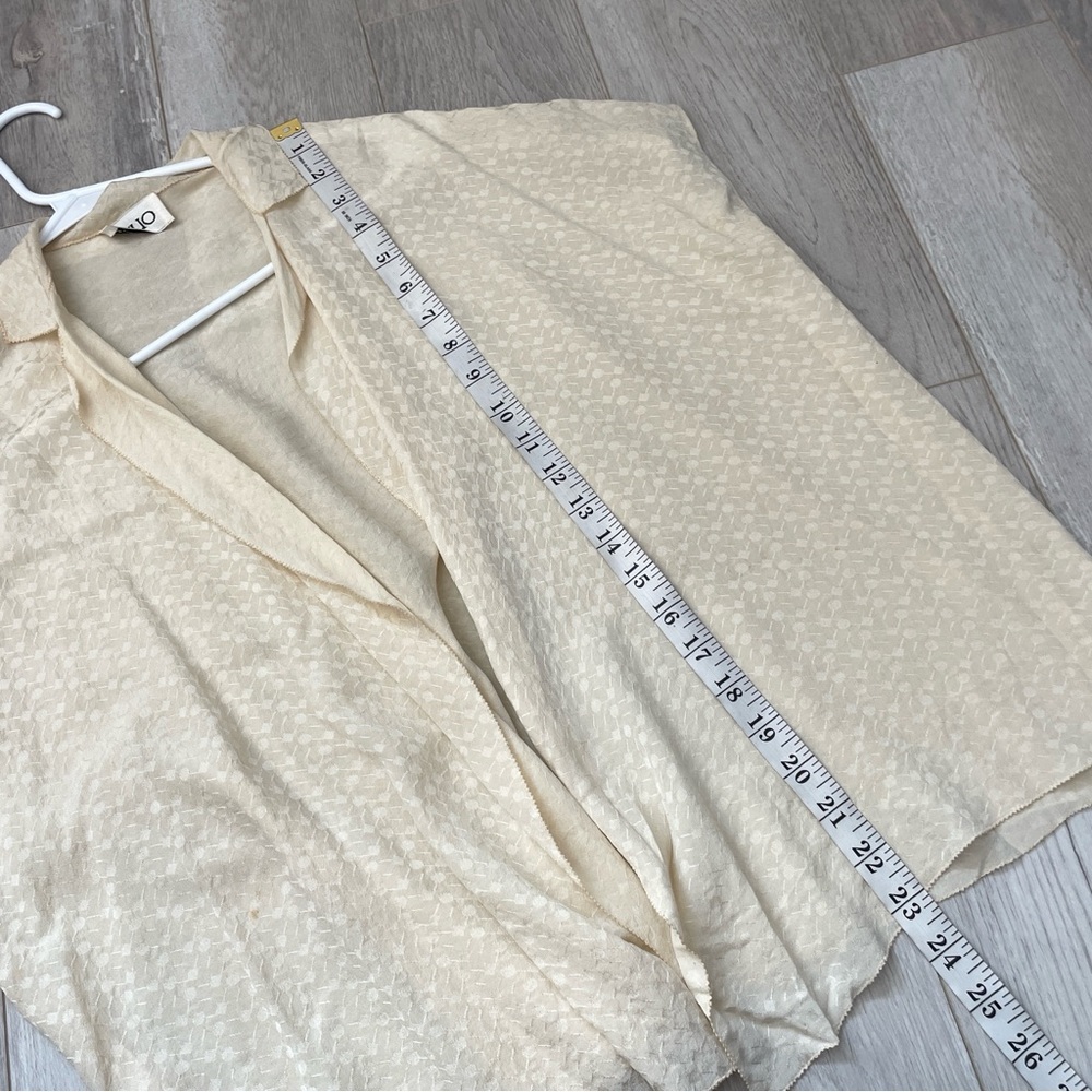 Vintage Silk Shrug printed open collared womens Cream (one size) minimalist chic - Picture 6 of 7